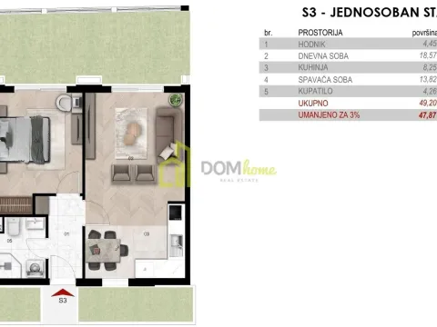 Prodaja, jednosoban stan, 47m², Momišići, Podgorica - image 9