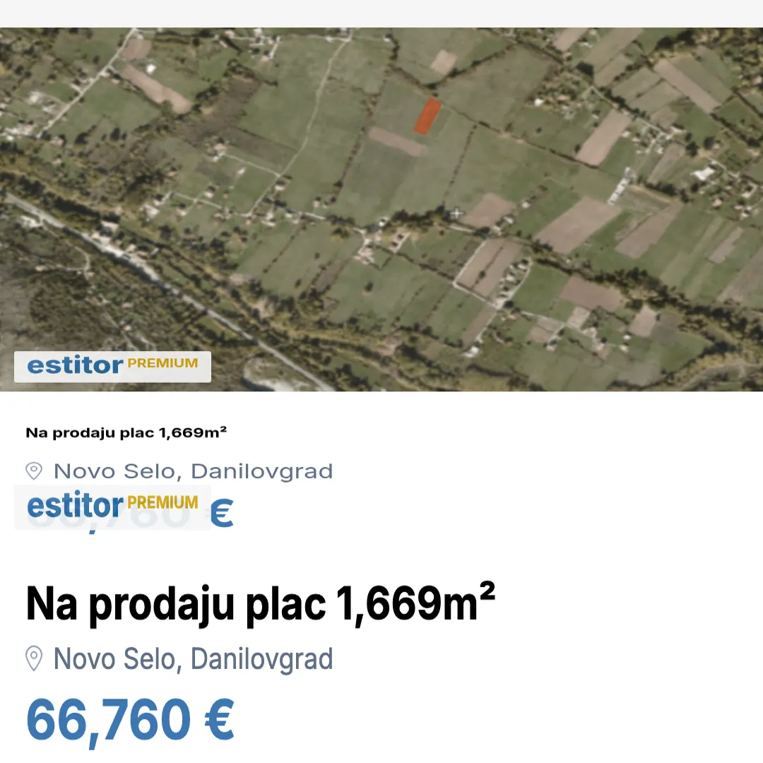 Prodaja, plac, 1669m², Novo Selo, Danilovgrad
