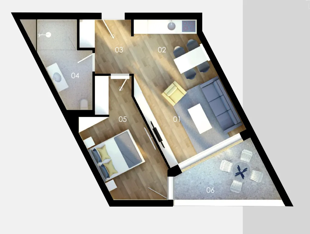 Sale, one bedroom apartment, 54m², Bečići, Budva