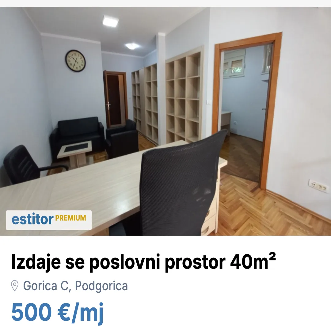 Izdavanje, poslovni prostor, 40m², Gorica C, Podgorica