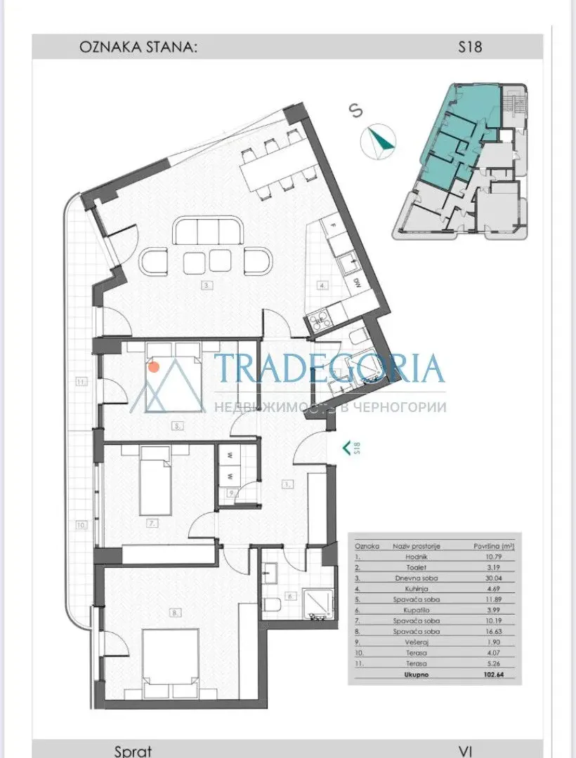 Prodaja, trosoban stan, 103m², Bar, Crna Gora