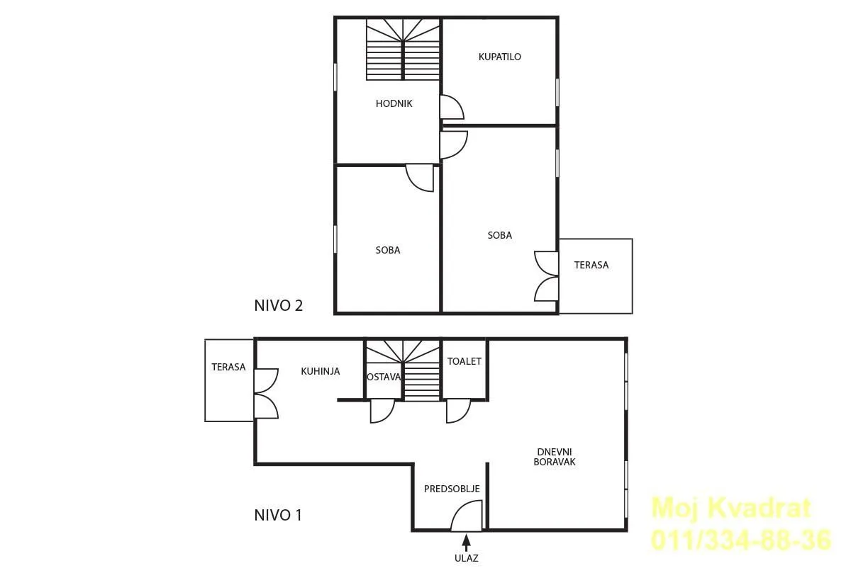 The floor plan shows the layout of the rooms on two levels.