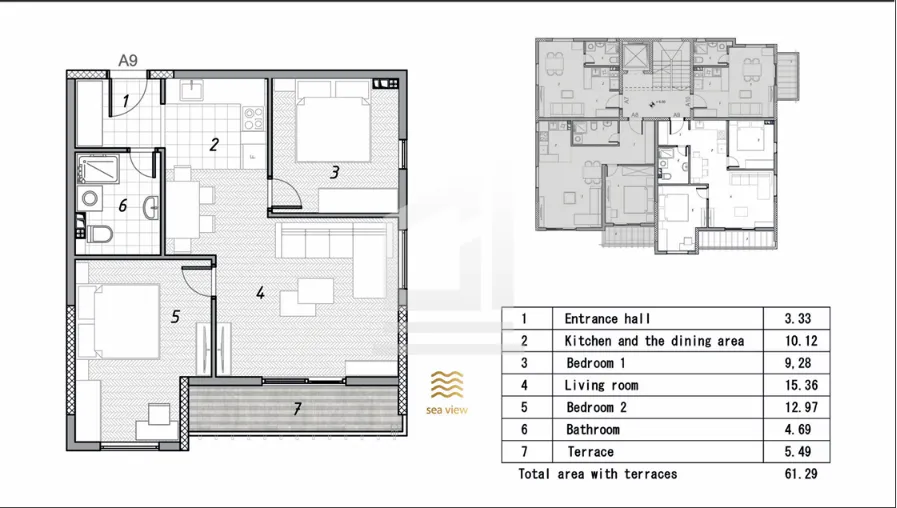 Prodaja, dvosoban stan, 61m², Sutomore, Bar