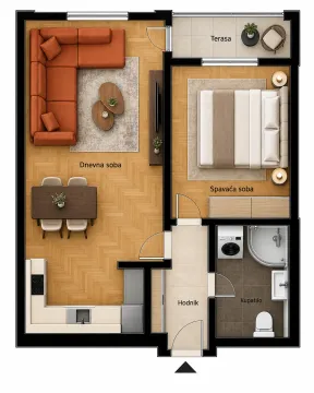Izdavanje, jednosoban stan, 45m², Stari Aerodrom, Podgorica - Plan prostora - image 10