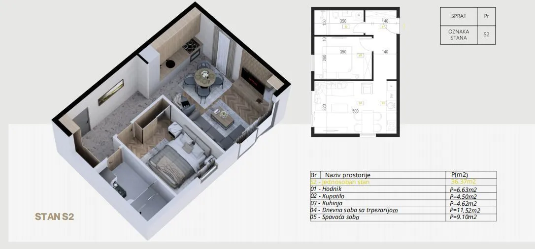 Sale, one bedroom apartment, 51m², Budva, Crna Gora