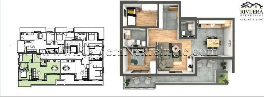 Prodaja, dvosoban stan, 79m², Bijela, Herceg Novi