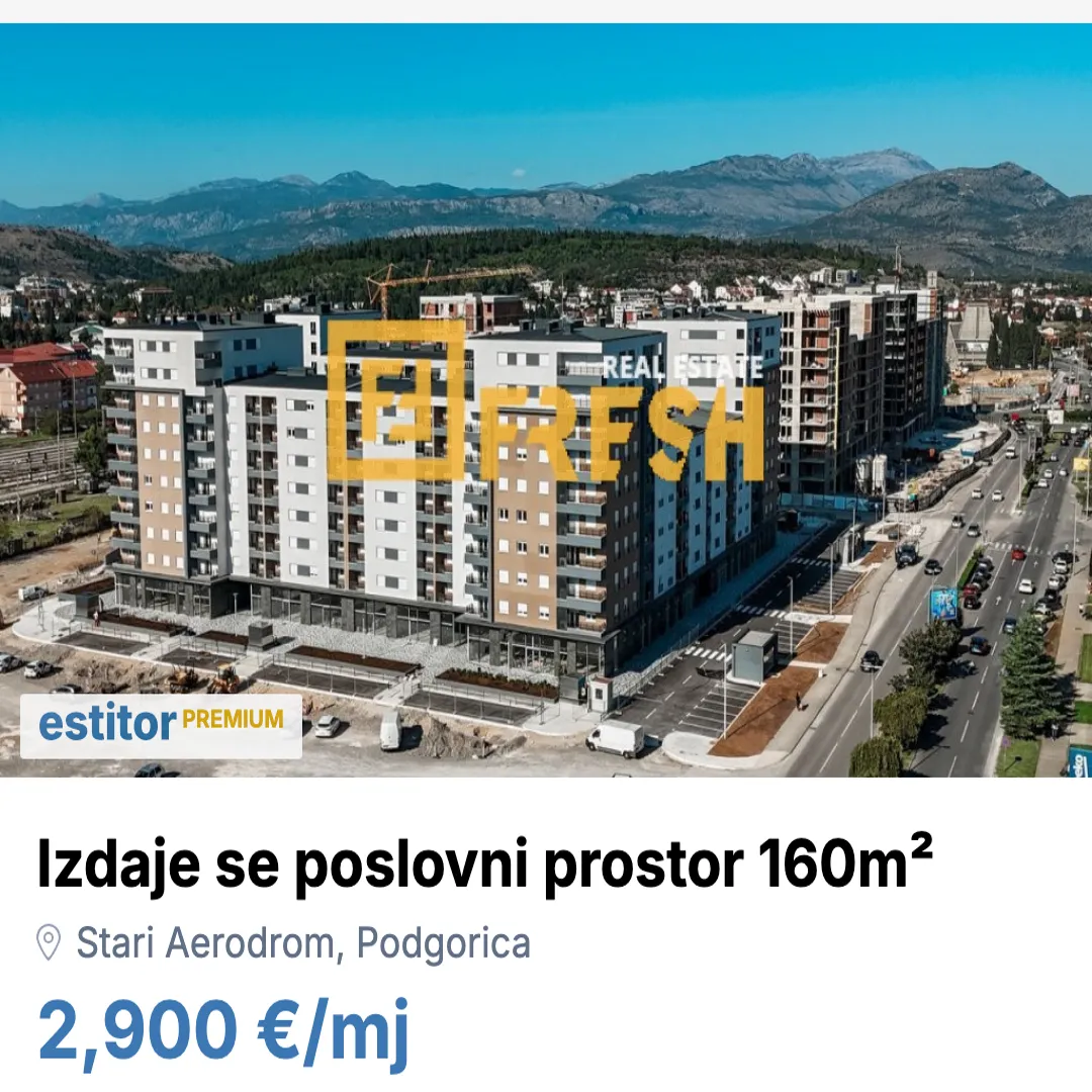 Izdavanje, poslovni prostor, 160m², Stari Aerodrom, Podgorica