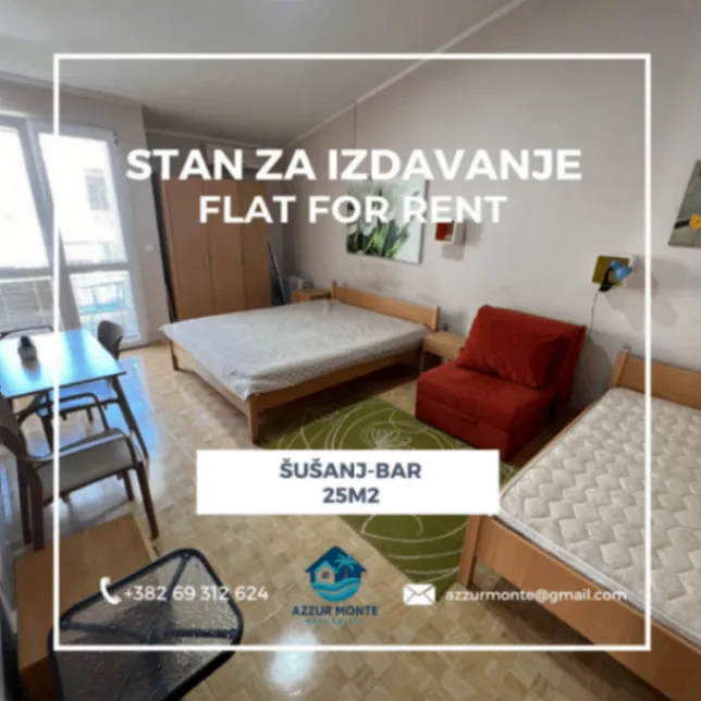 Izdavanje, garsonjera, 25m², Šušanj, Bar