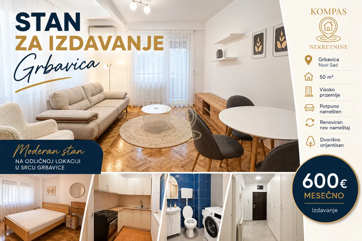 Dnevna soba sa garniturom i trpezarijskim delom, uz manje preglede drugih prostorija.