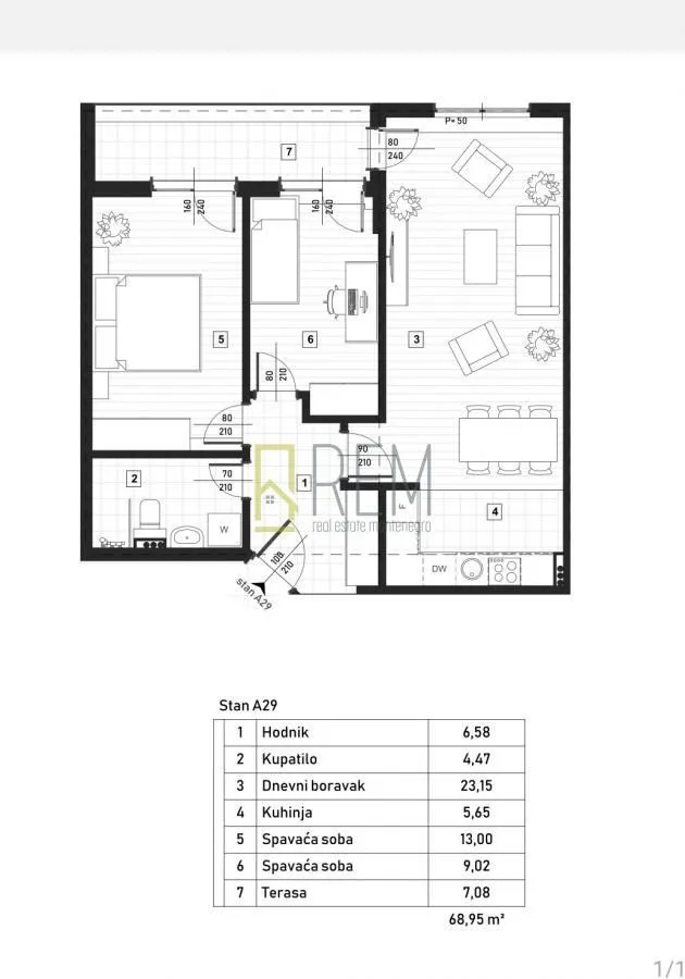Prodaja, dvosoban stan, 61m², Zagorič, Podgorica
