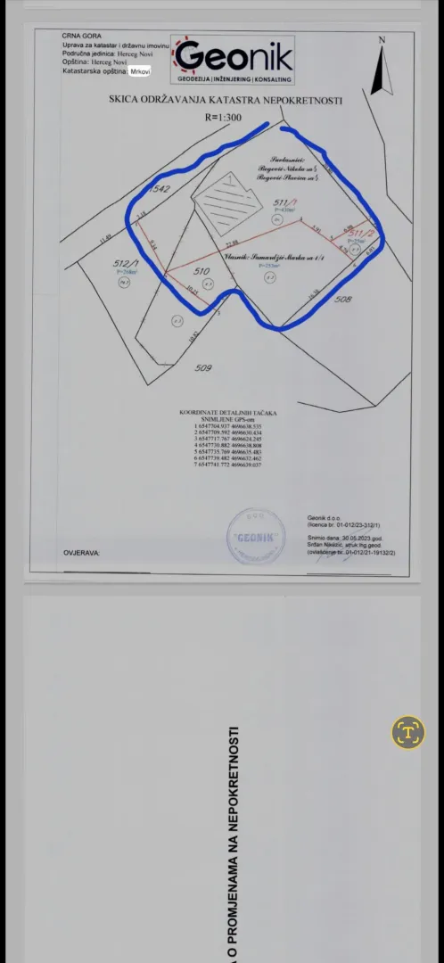 Prodaja, plac, 707m², Luštica, Herceg Novi
