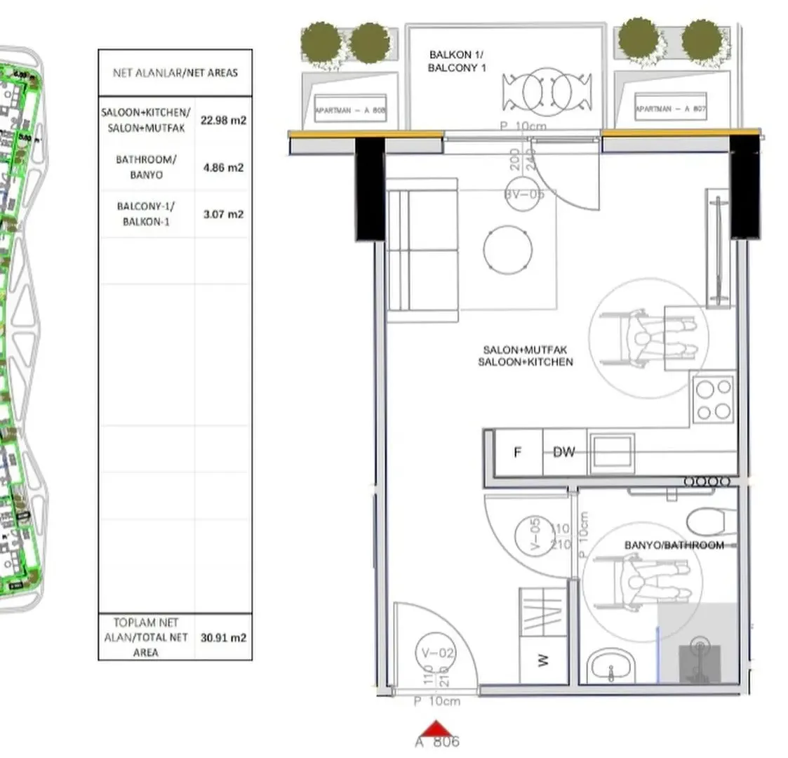 Sale, studio apartment, 33m², Ilino, Bar