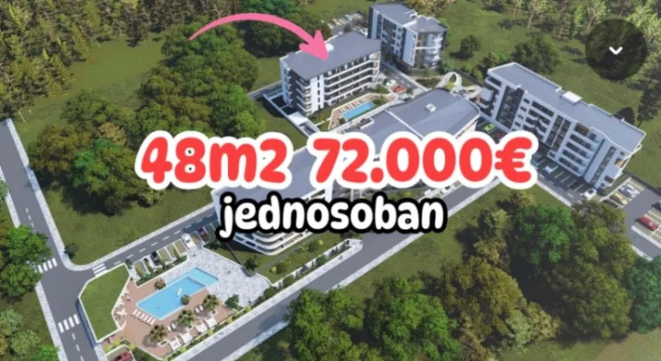 Prodaja, jednosoban stan, 48m², Velika Plaža, Ulcinj