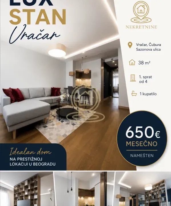 Rent, one bedroom apartment, 38m², Čubura, Beograd