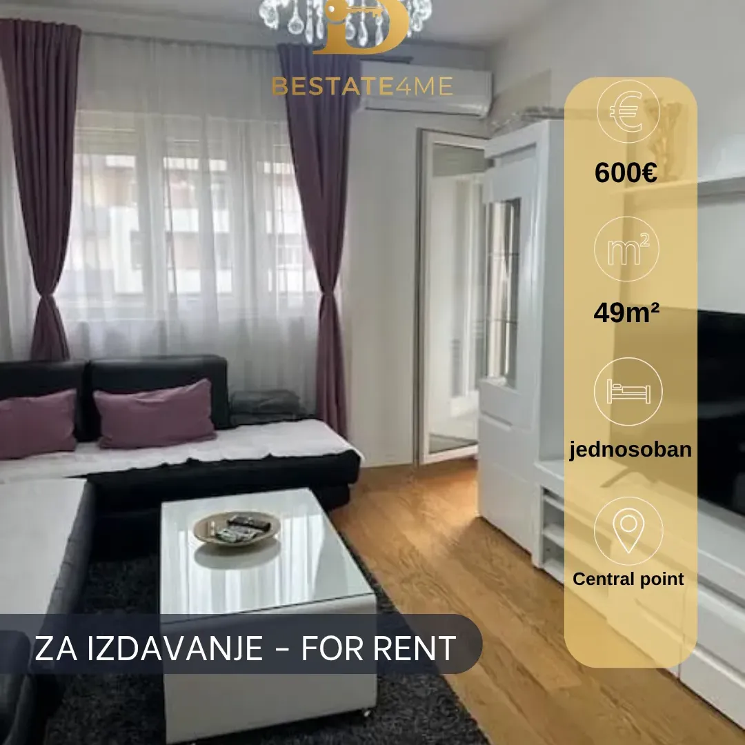 Rent, one bedroom apartment, 49m², Central Point, Podgorica