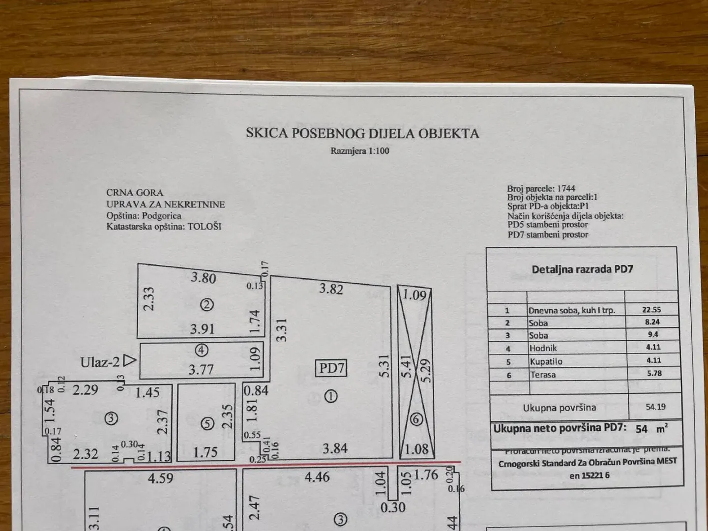 Floor plan sketch of a property part with dimensions and rooms.