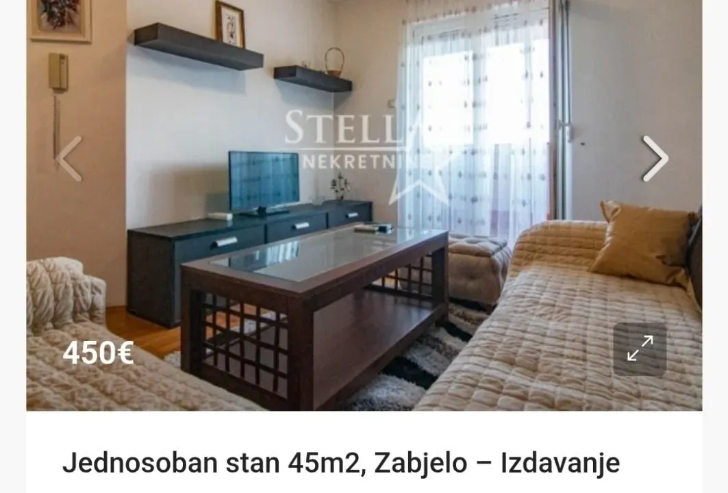 Izdavanje, stan, 45m², Zabjelo, Podgorica