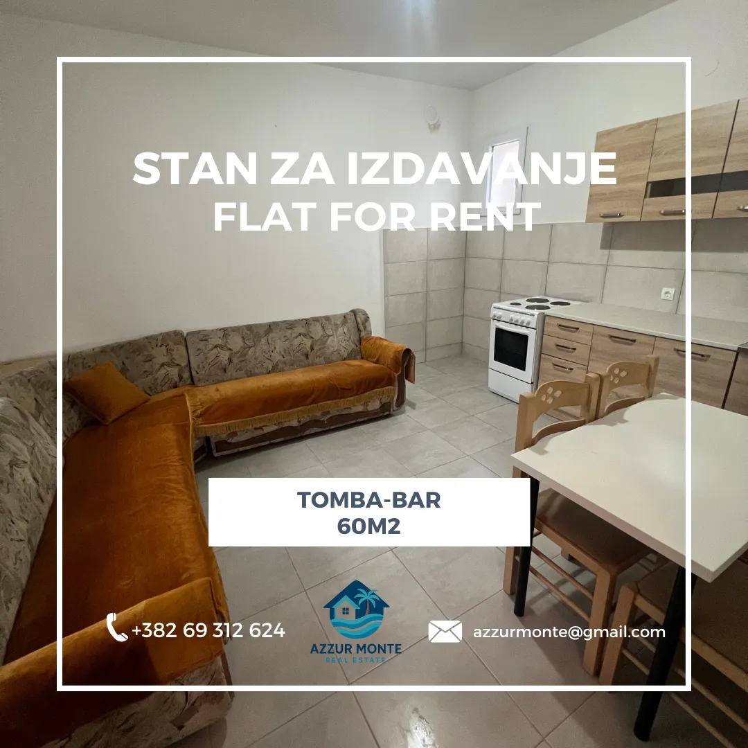 Rent, two bedroom apartment, 60m², Tomba, Bar