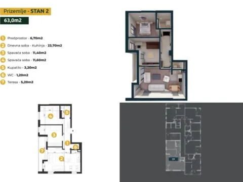 Sale, two bedroom apartment, 63m², Topolica, Bar - image 6