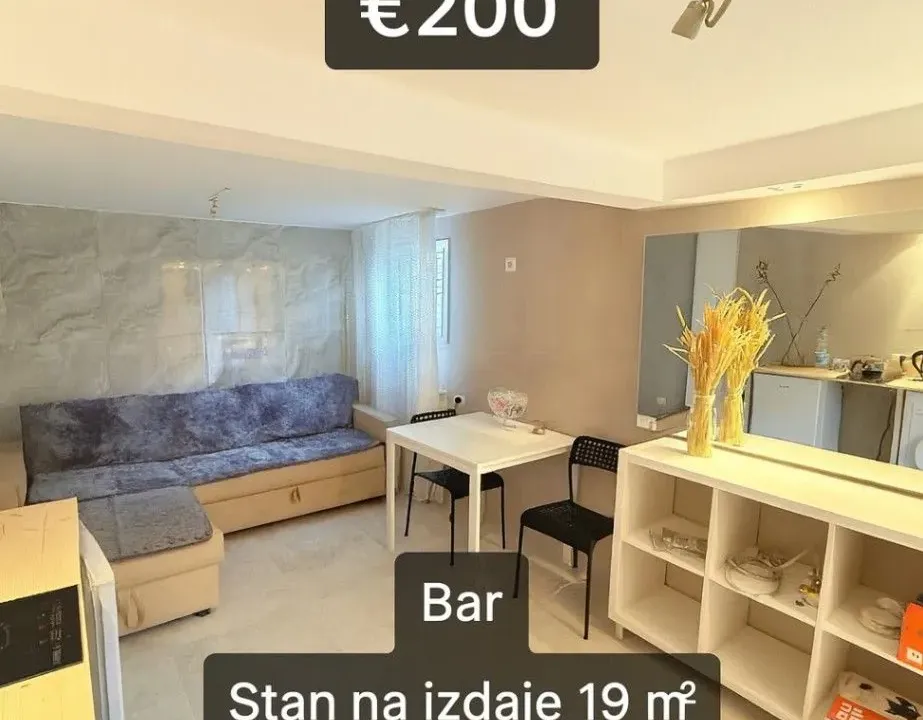 Rent, studio apartment, 19m², Šušanj, Bar
