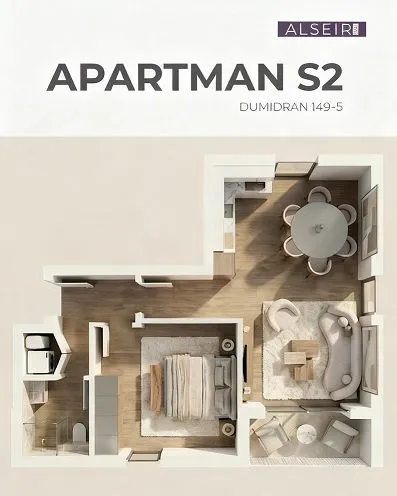 Prodaja, dvosoban stan, 48m², Dumidran, Tivat