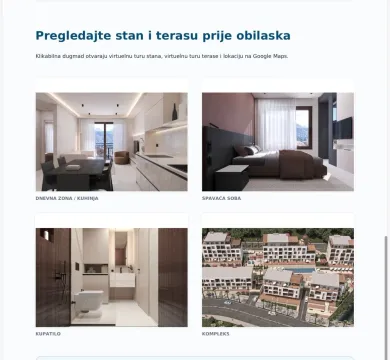 Prikaz ekrana sa pregledom različitih prostorija i 3D vizuelizacijom kompleksa. - image 4