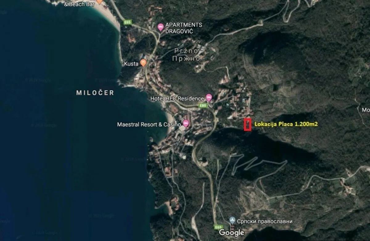Prodaja, plac, 1200m², Pržno, Budva