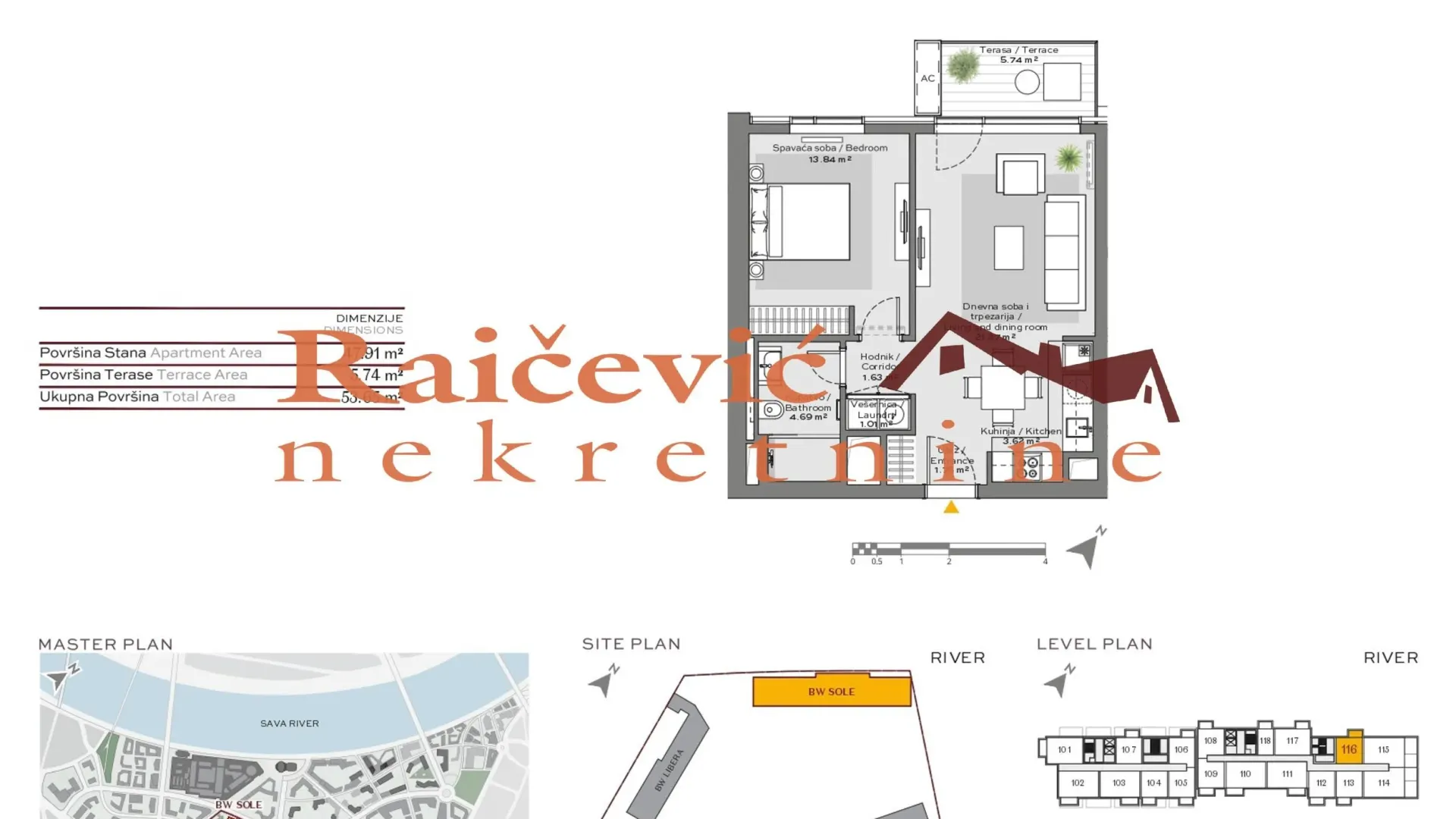 Prodaja, dvosoban stan, 54m², Savski Venac, Beograd