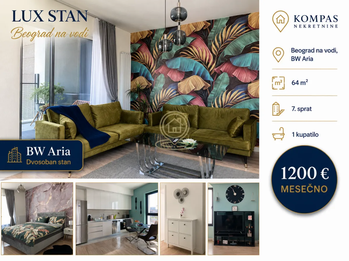 Rent, two bedroom apartment, 64m², Savski Venac, Beograd