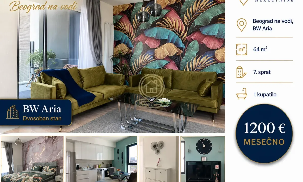 Rent, two bedroom apartment, 64m², Savski Venac, Beograd