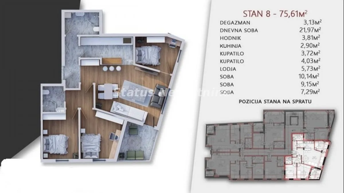 Prodaja, četvorosoban stan, 77m², Telep, Novi Sad Sve Podlokacije
