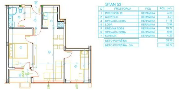 Prodaja, dvosoban stan, 54m², Apelovac, Niš