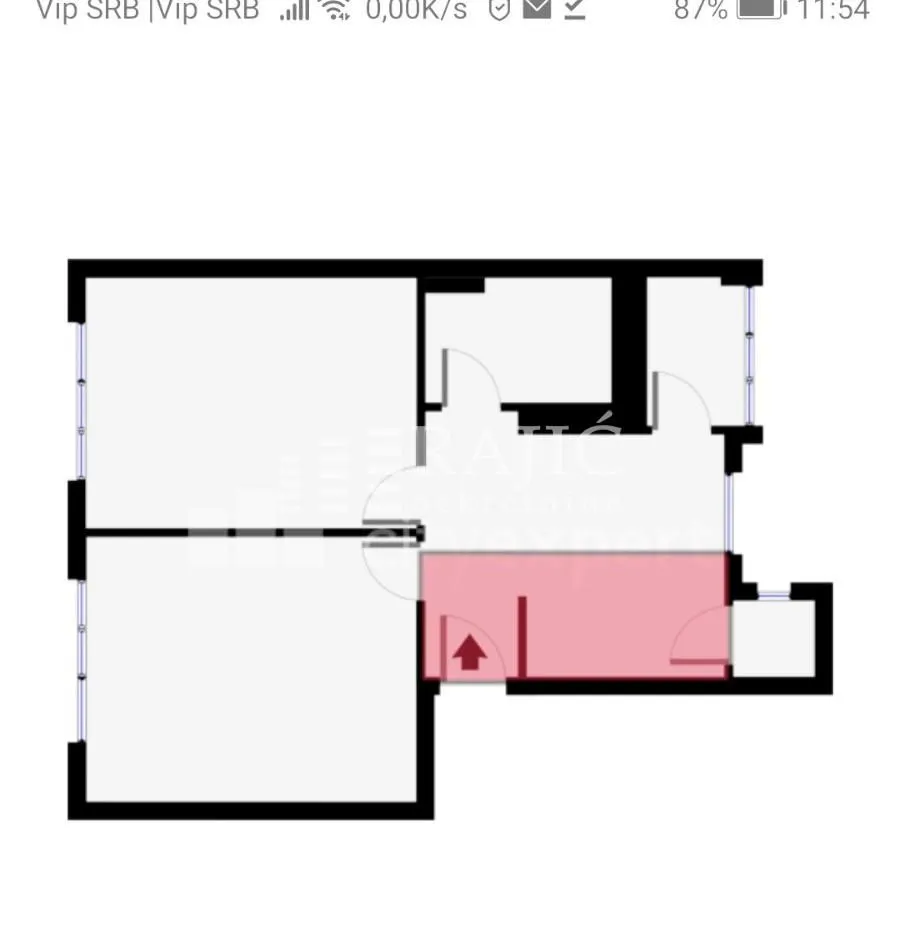 Floor plan of the apartment with marked rooms.