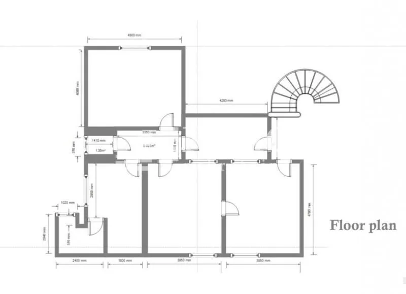 Architectural floor plan of the property with dimensions.