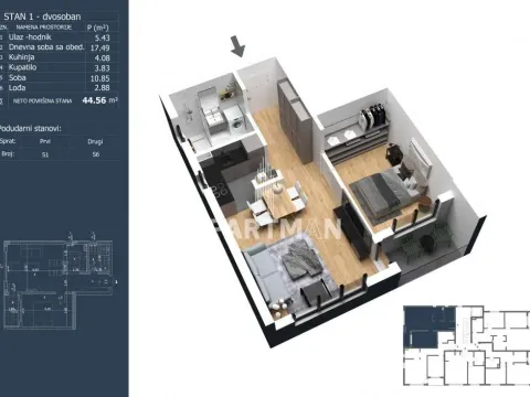 Prodaja, dvosoban stan, 45m2, Ledine, Beograd Prodaja, dvosoban stan, 45m2, Ledine, Beograd