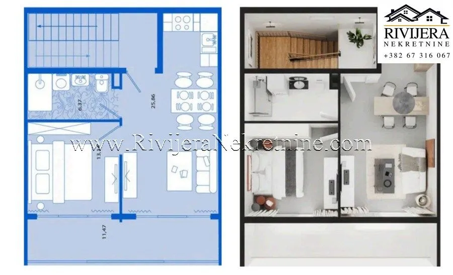 Prodaja, jednosoban stan, 57m², Tivat, Crna Gora