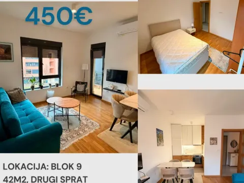 Izdavanje, jednosoban stan, 42m², Blok 9, Podgorica - image 1