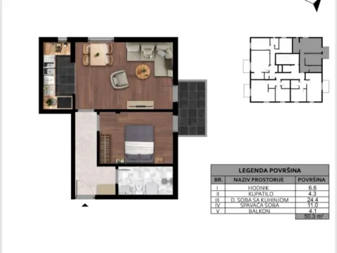 Prodaja, jednosoban stan, 50m², Zagorič, Podgorica - image 5