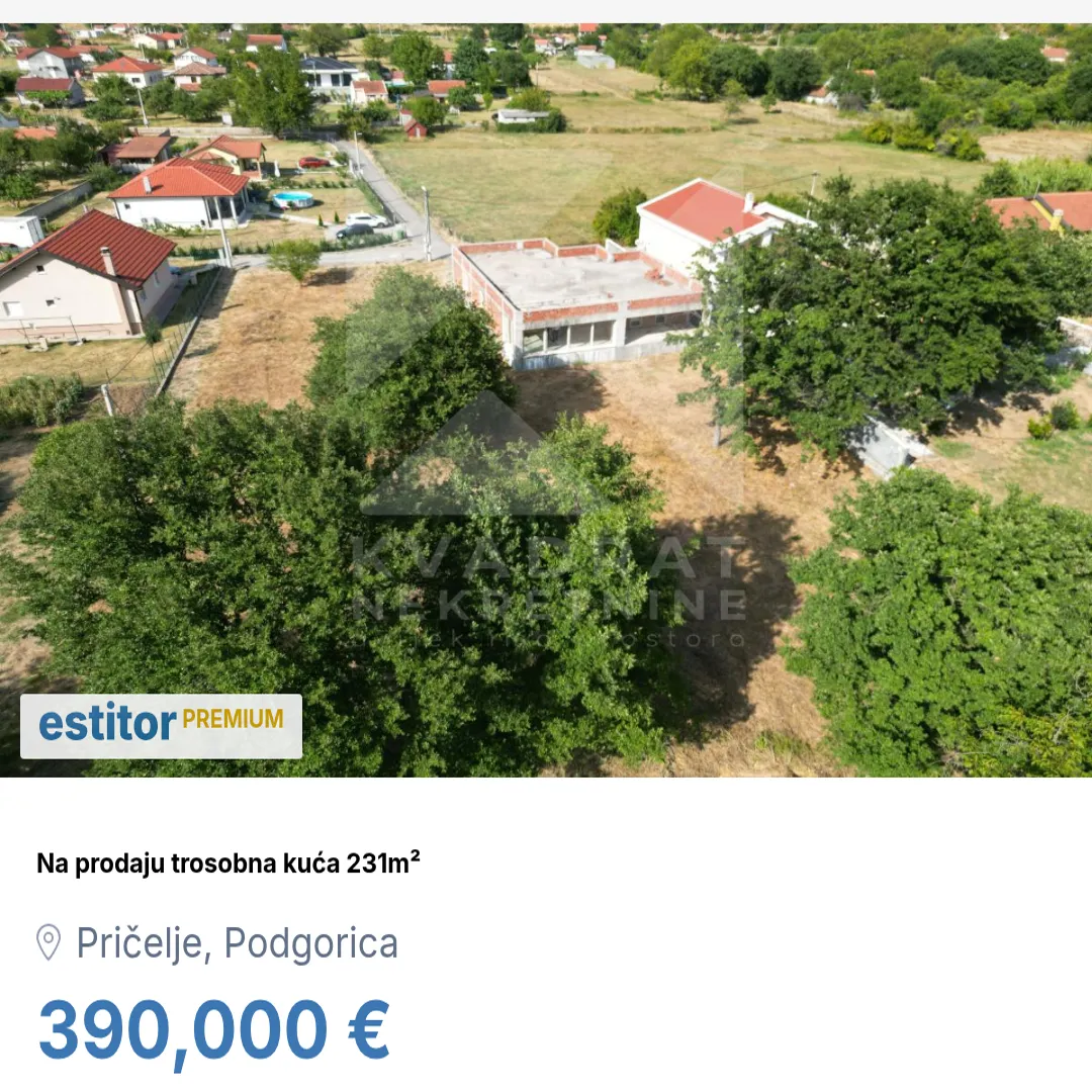 Prodaja, kuća, 231m², Pričelje, Podgorica