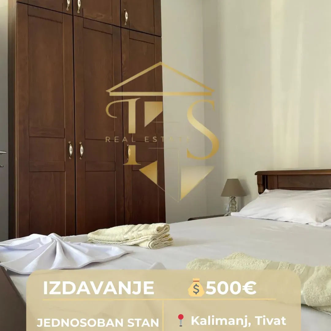 Izdavanje, jednosoban stan, 50m², Kalimanj, Tivat