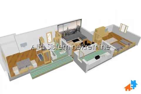 Three-dimensional layout plan of the apartment with furniture. - image 2