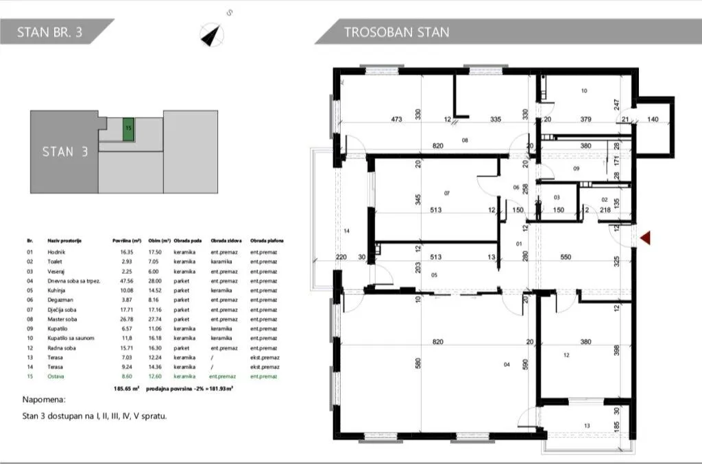 Sale, three bedroom apartment, 144m², Centar, Podgorica