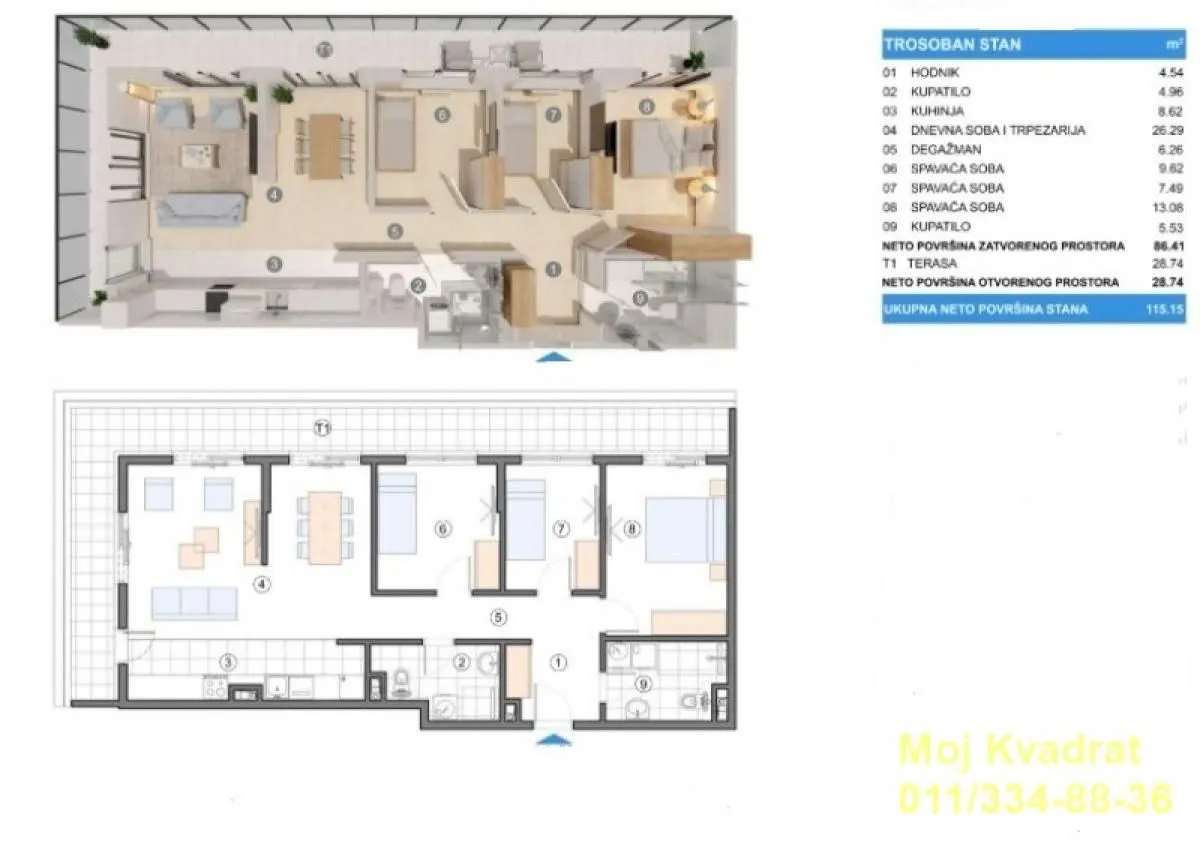 Prodaja, trosoban stan, 115m², Zemun Gornji Grad, Zemun Sve Podlokacije