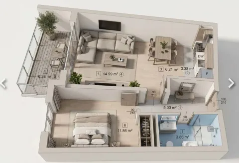 Sale, one bedroom apartment, 51m², Bečići, Budva - image 8