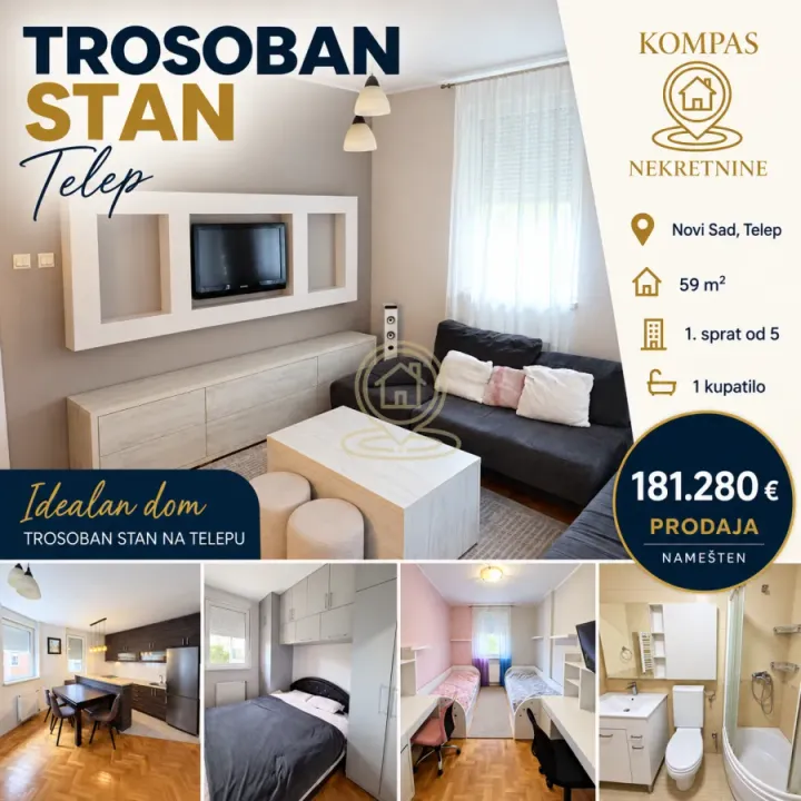 Prodaja, trosoban stan, 59m², Telep, Novi Sad Sve Podlokacije