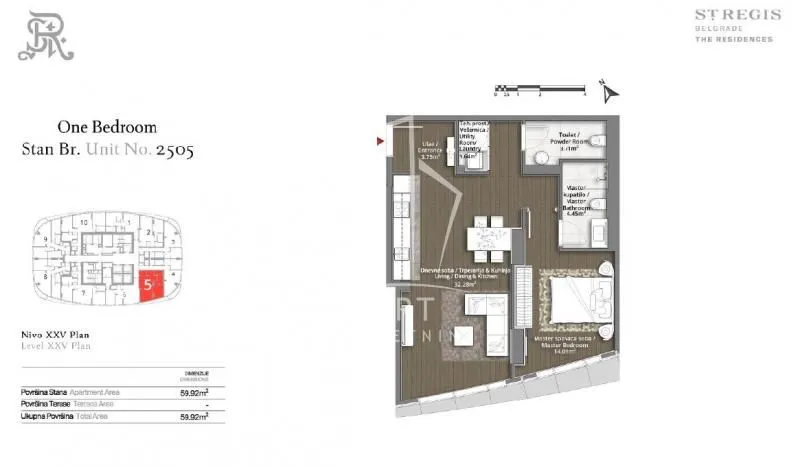 Sale, two bedroom apartment, 60m², Beograd Na Vodi, Beograd
