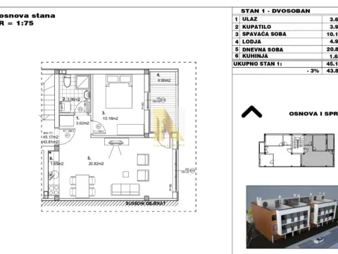 Sale, one bedroom apartment, 43m², Adice, Novi Sad Sve Podlokacije - image 3