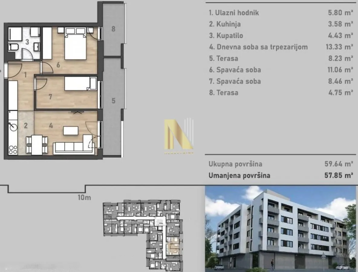Prodaja, trosoban stan, 59m², Salajka, Novi Sad Sve Podlokacije