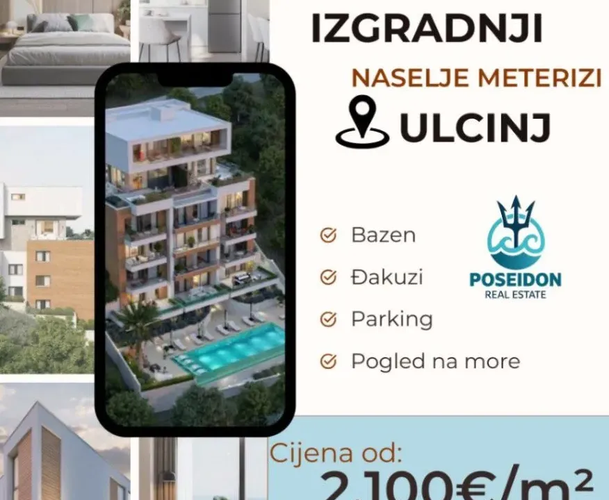 Prodaja, dvosoban stan, 45m², Meterizi, Ulcinj
