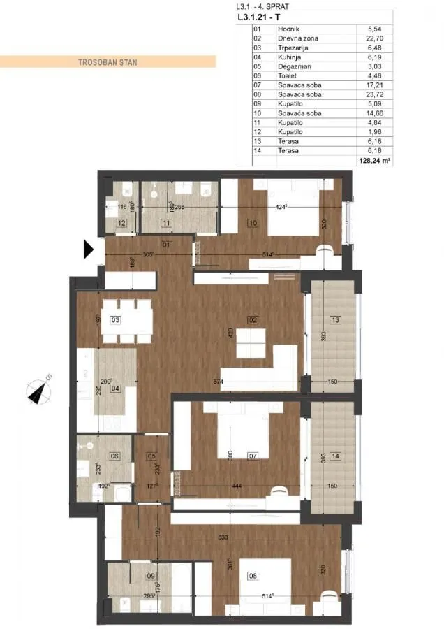 Prodaja, trosoban stan, 120m², Podgorica, Crna Gora